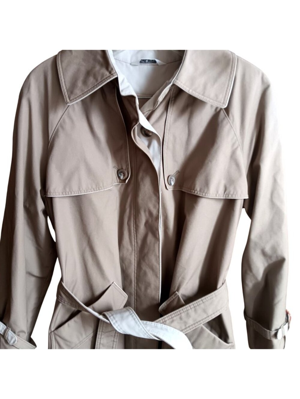 Vintage Trench Coat Medium 1980's International Classics Beige Womens Belted